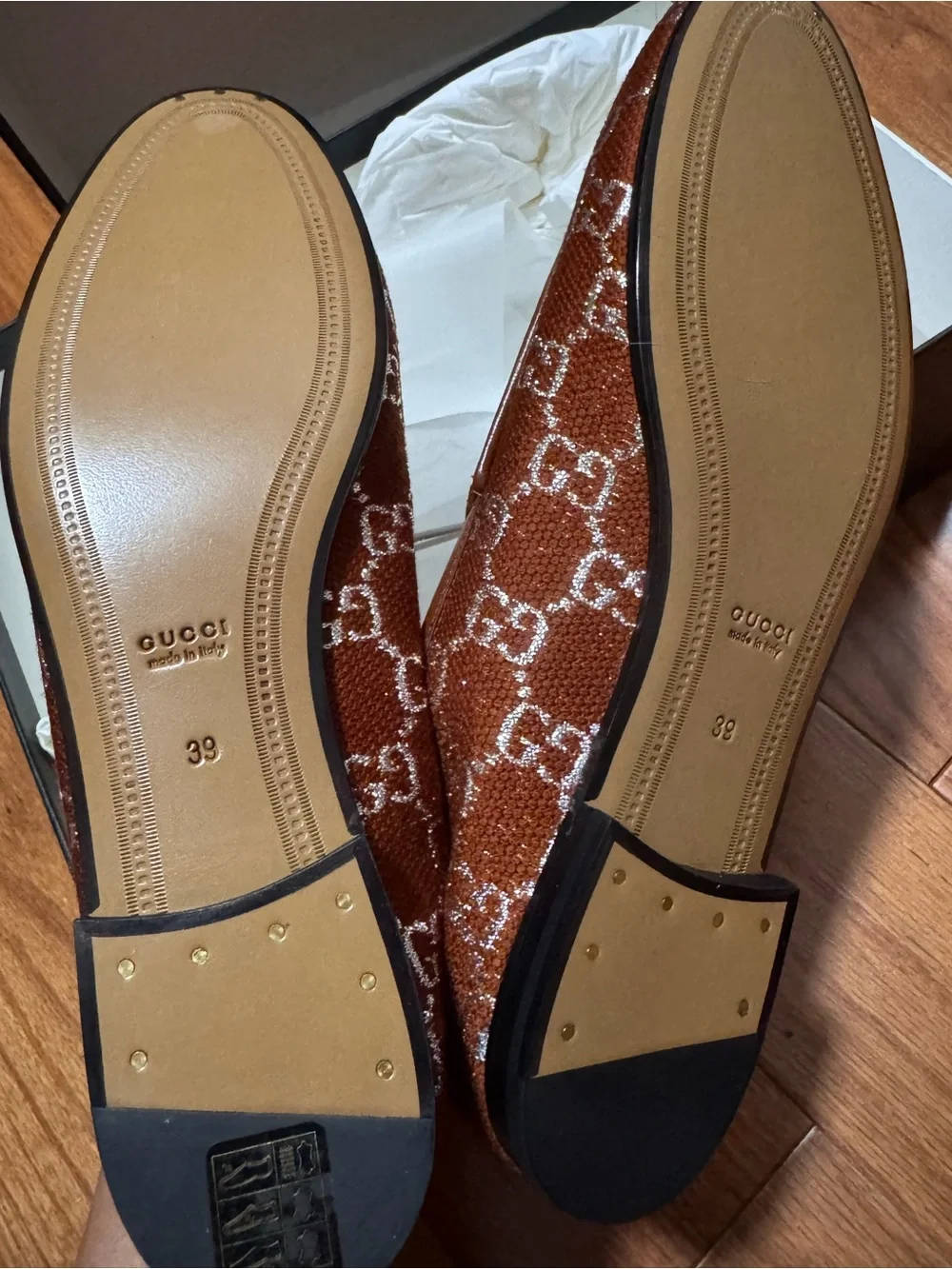 Gucci Rust Brown GG Canvas Horsebit Loafers
